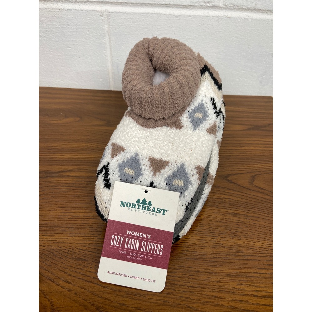 NWT Northeast Outfitters‎ Cozy Cabin Slippers Aloe Infused Snug Fit Women's S/M